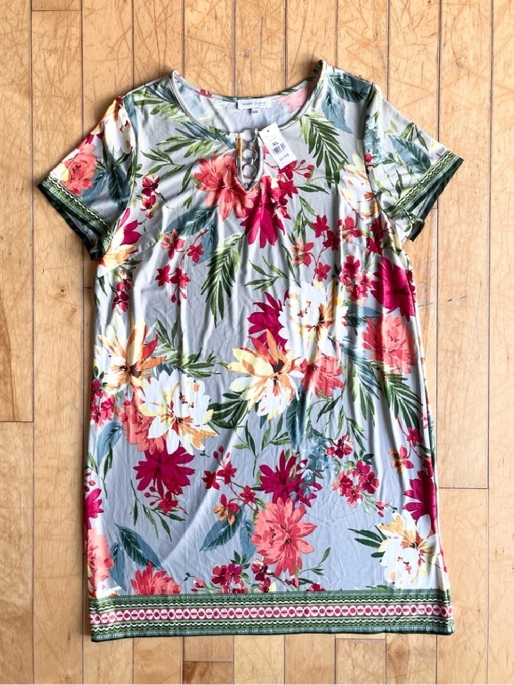 Marie Claire Boutiques NEW Summer Floral Print Dress Short Sleeves Size XL
